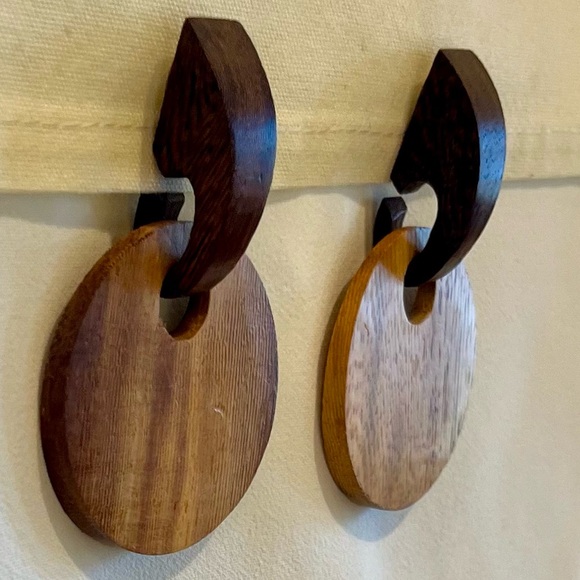 2 Tone 2 Piece Wooden Earrings - Picture 4 of 16